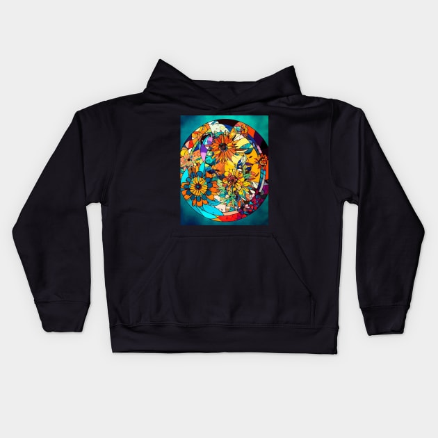 Blossoms and Breezes: Introducing the Inspired by Nature Mandala Art Collection Kids Hoodie by Rolling Reality